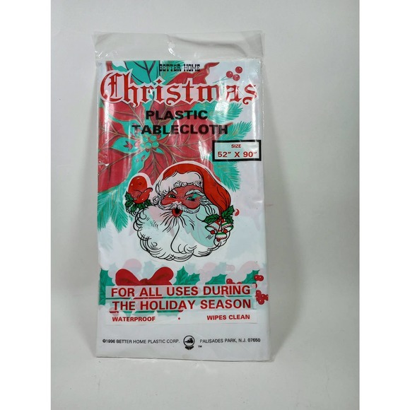 Vintage Christmas Tablecloth Poinsettia Better Home 52" x 90" Paper New (LB) - Picture 1 of 5